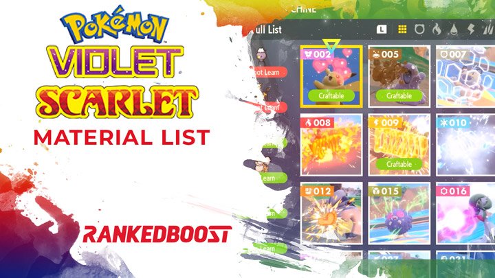 Pokemon Scarlet and Violet Material List