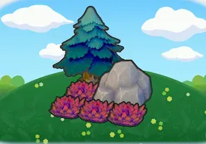 Pointy Tree-Shaded Rocky Tall Grass