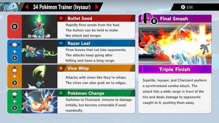 Ivysaur Super Smash Bros Ultimate Unlock Stats Moves