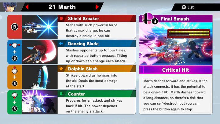 smash ultimate list of abilities