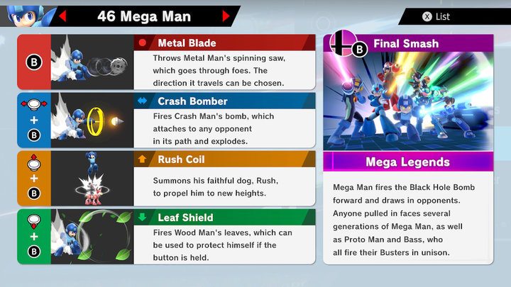 Mega Man Super Smash Bros Ultimate Unlock Stats Moves