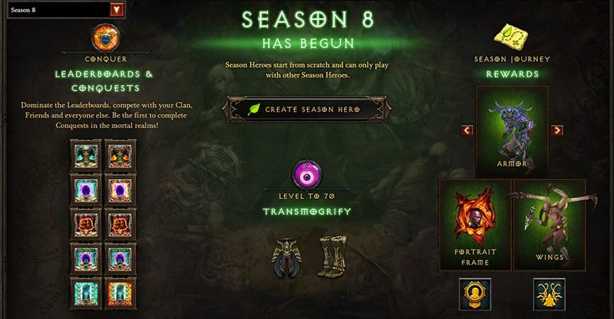 current seasonal rewards Diablo 3