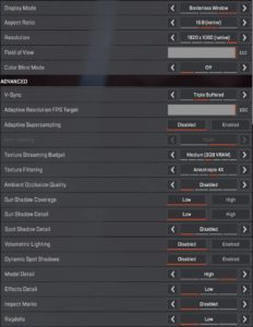 Apex Legends FPS Settings
